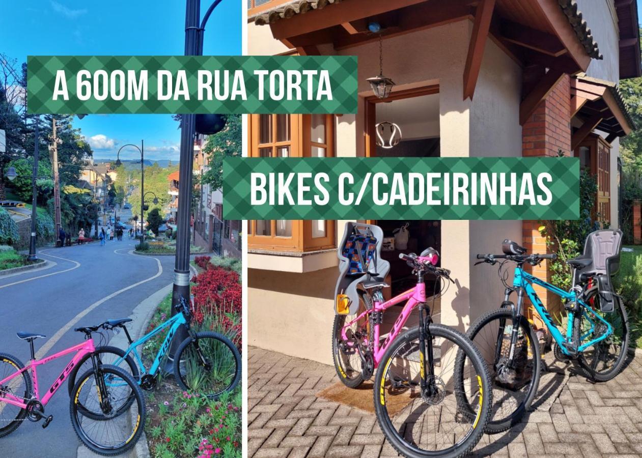 Villa Incrivel Casa Com Hidro-Bikes-Centro De Gramado 3Q Esterno foto